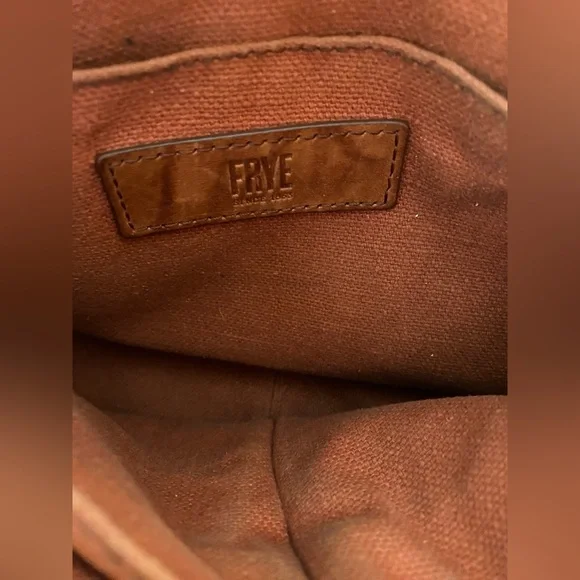 FRYE Campus Rivet Brown Antiqued Crinkled Leather Crossbody Purse - Picture 5 of 16